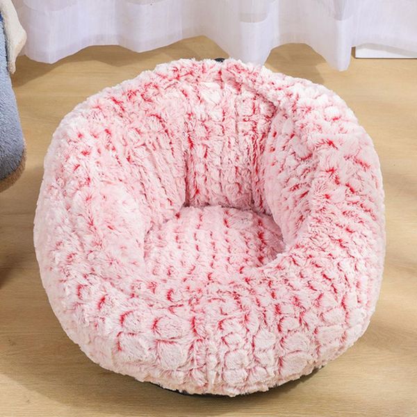 puppy kitten cat dog cuddler plush bed comfortable pet beds washable warming round soft indoor adjustable anti slip & furniture