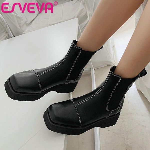 boots esveva 2021 square med heel pu leather women shoes round toe platform ankle slip on fashion ladies pumps big size 34-43, Black
boots esveva 2021 square med heel pu leather women shoes round toe platform ankle slip on fashion ladies pumps big size 34-43, Black