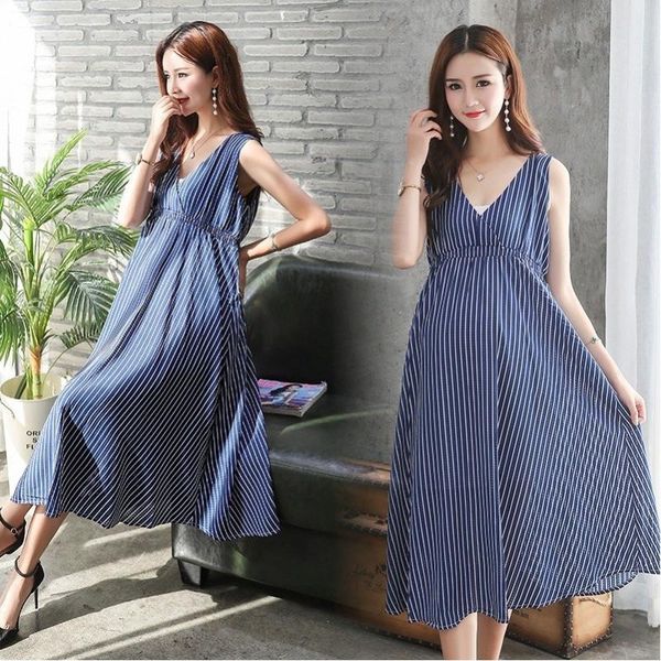 3473# maternity dress summer stripe v neck cotton sleeveless loose stylish pregnant women mom dresses, White
3473# maternity dress summer stripe v neck cotton sleeveless loose stylish pregnant women mom dresses, White