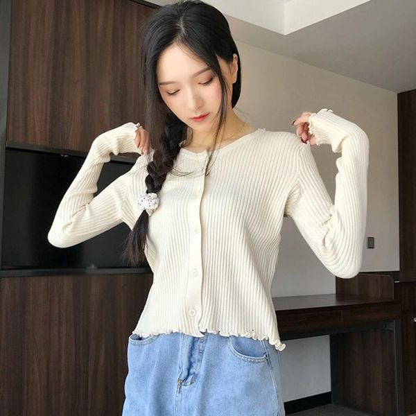 women's t-shirt female knitted t-shirts round neck women cardigan long-sleeved slim cardigans, White
women's t-shirt female knitted t-shirts round neck women cardigan long-sleeved slim cardigans, White