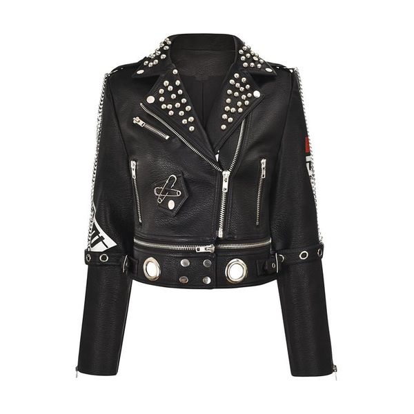 women's leather & faux men and women winter 2021 heavy industry rivet fashion punk jacket short slim locomotive pu, Black
women's leather & faux men and women winter 2021 heavy industry rivet fashion punk jacket short slim locomotive pu, Black