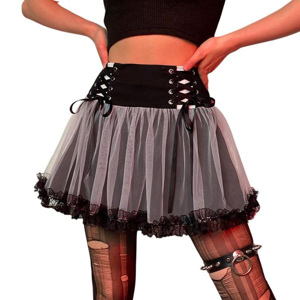 skirts women\u2021s tulle patchwork skirt, hollowed cross bandage high waist lace decoration hem short dress, Black
skirts women\u2021s tulle patchwork skirt, hollowed cross bandage high waist lace decoration hem short dress, Black