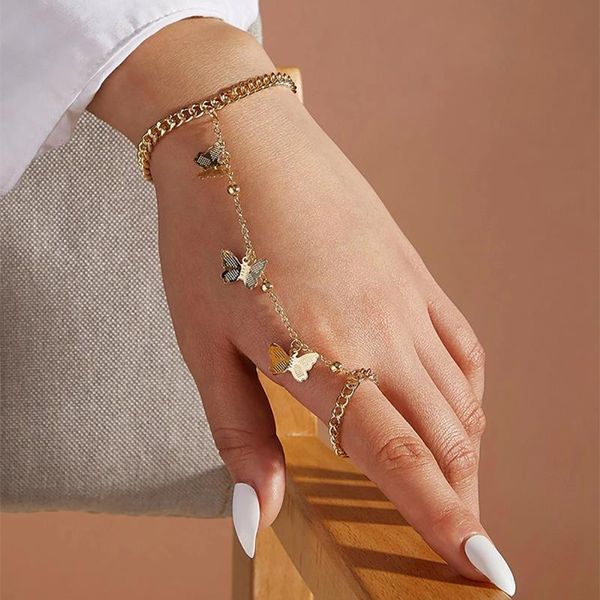 simple cute butterfly pendant chain bracelet trendy exquisite connected finger bracelets hand accessories for women gifts link,, Black
simple cute butterfly pendant chain bracelet trendy exquisite connected finger bracelets hand accessories for women gifts link,, Black