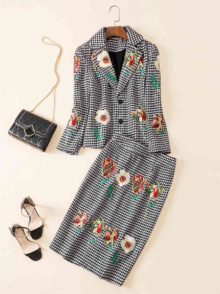 two piece dress europe -female america elegant suit 2021 embroidery floral tweed coat + houndstooth skirt joint b272 pieces, White
two piece dress europe -female america elegant suit 2021 embroidery floral tweed coat + houndstooth skirt joint b272 pieces, White