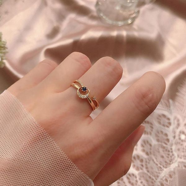 sterling silver korean version of the original design blue zircon star moon two in one stack wearing open ring female cluster rings, Golden;silver
sterling silver korean version of the original design blue zircon star moon two in one stack wearing open ring female cluster rings, Golden;silver