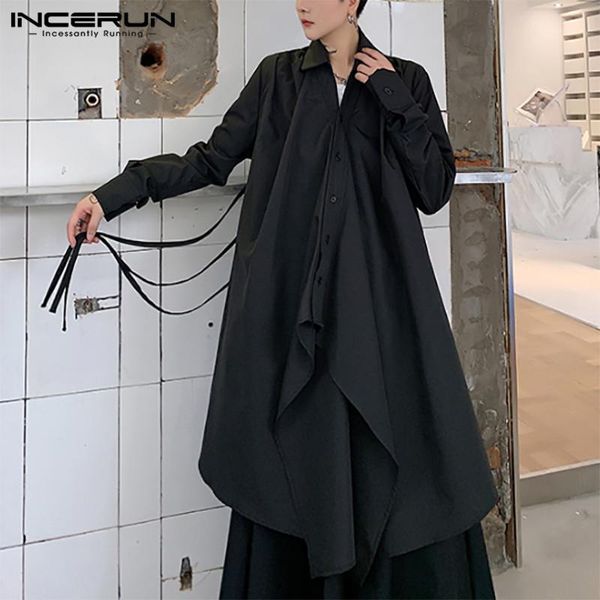 fashion men irregular shirt lapel button streetwear solid lace up long sleeve casual shirts korean camisas hombre incerun men's, White;black
fashion men irregular shirt lapel button streetwear solid lace up long sleeve casual shirts korean camisas hombre incerun men's, White;black