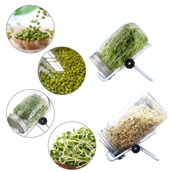 storage bottles & jars 450/940ml sprouting jar with stainless steel screen lid wide mouth quart mason sprouter +glass