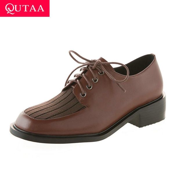 dress shoes qutaa 2021 spring autumn square low heel women single casual round toe cow leather lace up ladies pumps big size 34-43, Black
dress shoes qutaa 2021 spring autumn square low heel women single casual round toe cow leather lace up ladies pumps big size 34-43, Black