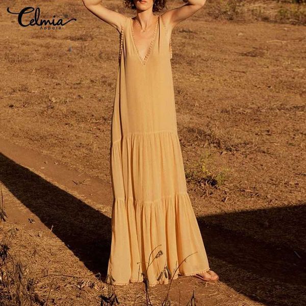 dresses celmia women's bohemian holiday maxi dress 2021 summer elegant lace stitching sundress deep v-neck sleeveless vestidos 5xl, Black;gray
dresses celmia women's bohemian holiday maxi dress 2021 summer elegant lace stitching sundress deep v-neck sleeveless vestidos 5xl, Black;gray