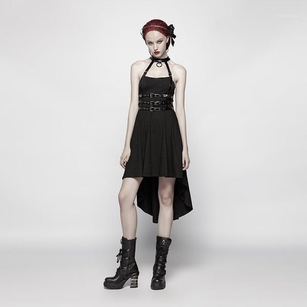women punk dress asymmetric high-low hem halterneck rock streetwear fashion evening party dresses casual, Black;gray
women punk dress asymmetric high-low hem halterneck rock streetwear fashion evening party dresses casual, Black;gray