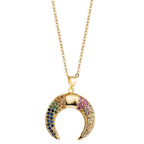 pendant necklaces trendy charm star necklace for woman luxury rainbow color micro cubic zirconia bull horn statement, Silver
pendant necklaces trendy charm star necklace for woman luxury rainbow color micro cubic zirconia bull horn statement, Silver