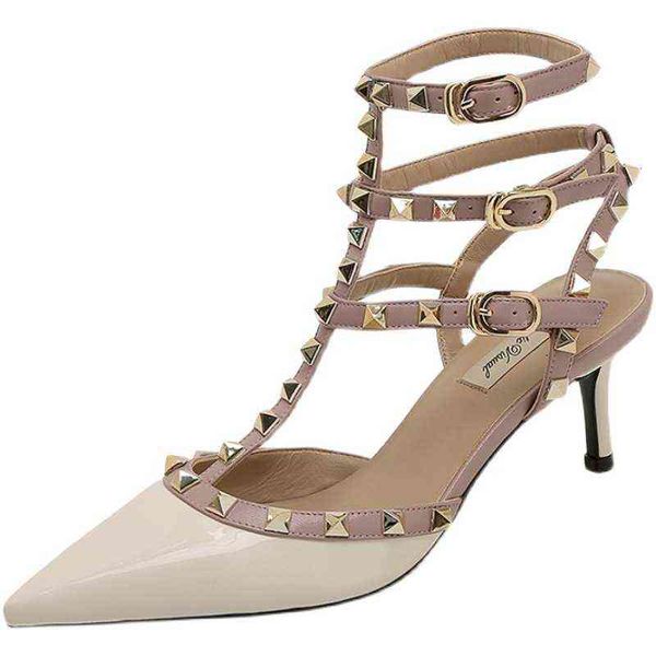 women's formal shoes rivet pointed high-heeled sandals 2021 patent leather one-line buckle thin heel strap single shoe fairy summer, Black
women's formal shoes rivet pointed high-heeled sandals 2021 patent leather one-line buckle thin heel strap single shoe fairy summer, Black