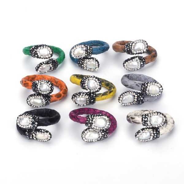 cluster rings freshwater pearl tail end bead charms rhinestone multi colors real snake leather wrap open adjustable cuff for women, Golden;silver
cluster rings freshwater pearl tail end bead charms rhinestone multi colors real snake leather wrap open adjustable cuff for women, Golden;silver