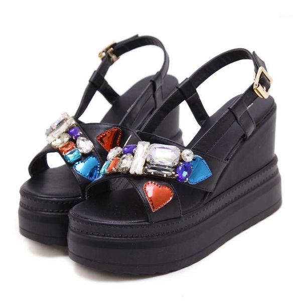 summer shoes women crystal sandals open toe wedges high heels 11cm woman platform heeled chassure femme1, Black
summer shoes women crystal sandals open toe wedges high heels 11cm woman platform heeled chassure femme1, Black