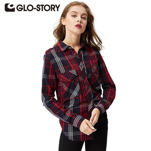 women's blouses & shirts glo-story women plaid blouse 2021 fashion casual clothing long sleeve office check blusas 3007, White
women's blouses & shirts glo-story women plaid blouse 2021 fashion casual clothing long sleeve office check blusas 3007, White