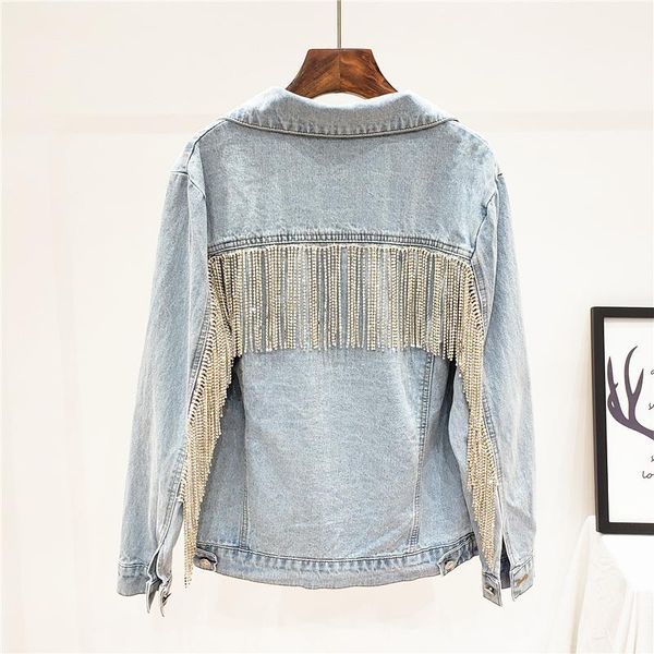 women's jackets harajuku diamond jeans coat industrial back drill tassels woman long sleeve loose denim jacket students casual jean, Black;brown
women's jackets harajuku diamond jeans coat industrial back drill tassels woman long sleeve loose denim jacket students casual jean, Black;brown