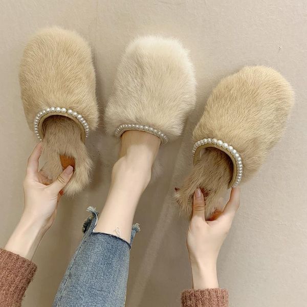 slippers spring warm plush fur women shoes woman fashion 2021 autumn flat pearl round toe ladies, Black
slippers spring warm plush fur women shoes woman fashion 2021 autumn flat pearl round toe ladies, Black