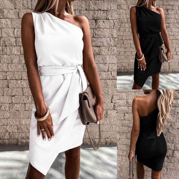 elegent solid color womens dresses one shoulder summer sleeveless mini fashion tie women for party vestido, Black;gray
elegent solid color womens dresses one shoulder summer sleeveless mini fashion tie women for party vestido, Black;gray