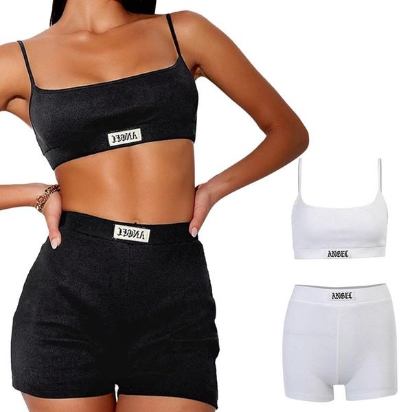 women's shorts 2set summer women set spaghetti strap crop and mini biker embroidered two piece sets s white/black
women's shorts 2set summer women set spaghetti strap crop and mini biker embroidered two piece sets s white/black