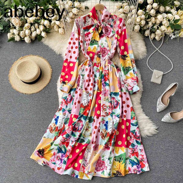 women retro print maxi dress autumn sweet bow collar long sleeve a-line es korean boho vacation 210512, Black;gray
women retro print maxi dress autumn sweet bow collar long sleeve a-line es korean boho vacation 210512, Black;gray