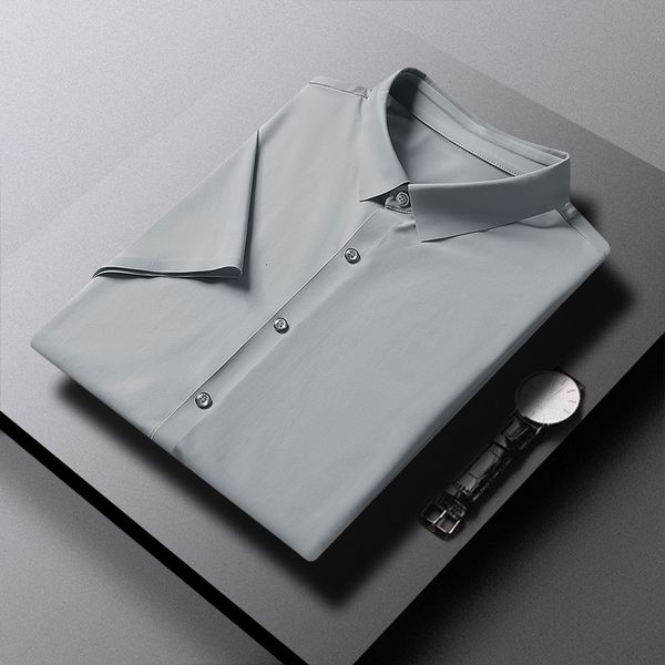 high summer end men's wear smooth drape nylon ice silk short sleeve shirt large 2021 korean trend, White;black
high summer end men's wear smooth drape nylon ice silk short sleeve shirt large 2021 korean trend, White;black
