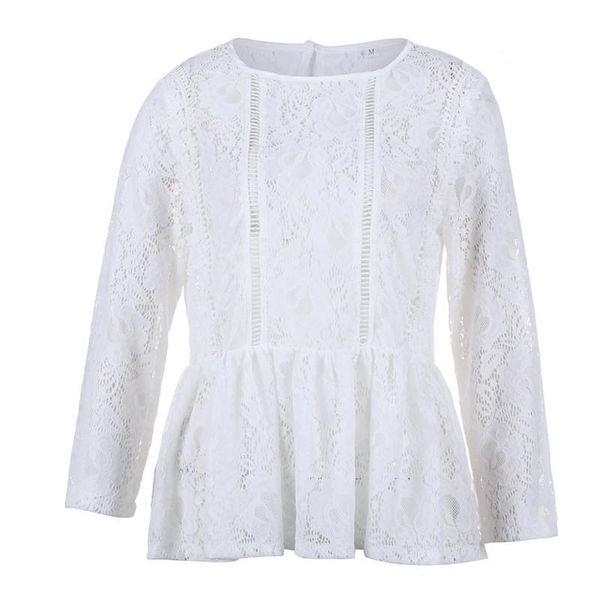 women lace shirts long sleeve crew neck transparent blouse white hollow out basic women's blouses
women lace shirts long sleeve crew neck transparent blouse white hollow out basic women's blouses