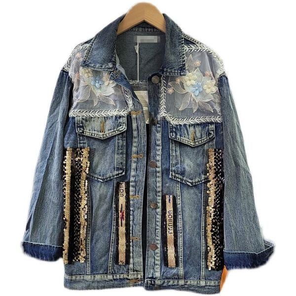 spring denim coat sequins patched trendy girls street style floral embroidery loose jean jackets chamarras mujer women's, Black;brown
spring denim coat sequins patched trendy girls street style floral embroidery loose jean jackets chamarras mujer women's, Black;brown