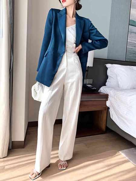 blazers blue blazer women spring in korean style luxury satin the female jacket work outerwear, White;black
blazers blue blazer women spring in korean style luxury satin the female jacket work outerwear, White;black