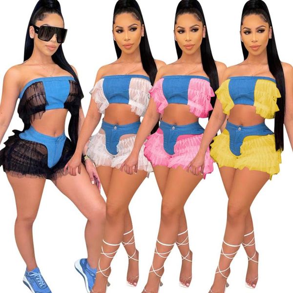 women's tracksuits club two piece shorts set women high bounce denim chest trap splicing mesh sleeveless strap crop summer outfit c, Gray
women's tracksuits club two piece shorts set women high bounce denim chest trap splicing mesh sleeveless strap crop summer outfit c, Gray