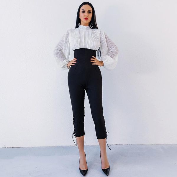 women's jumpsuits & rompers 2021 spring elegant casual loose pleated full turtleneck women black and white colours splice jumpsuit whol, Black;white
women's jumpsuits & rompers 2021 spring elegant casual loose pleated full turtleneck women black and white colours splice jumpsuit whol, Black;white