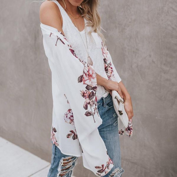 women's swimwear 2021 womens beachwear bikini kimono women summer chiffon shawl print cardigan cover up blouse, White;black
women's swimwear 2021 womens beachwear bikini kimono women summer chiffon shawl print cardigan cover up blouse, White;black