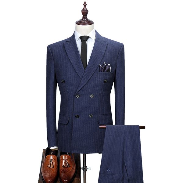 men's suits & blazers striped formal , 3 sets of bridegroom's boutique fashion (jacket vest and pants), White;black
men's suits & blazers striped formal , 3 sets of bridegroom's boutique fashion (jacket vest and pants), White;black