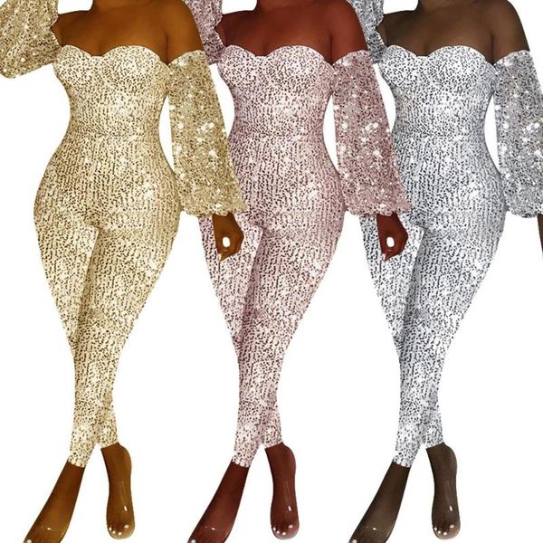 women's jumpsuits & rompers autumn silver/pink sequined strapless long lantern sleeve solid color nightclub party bodycon romper playsu, Black;white
women's jumpsuits & rompers autumn silver/pink sequined strapless long lantern sleeve solid color nightclub party bodycon romper playsu, Black;white