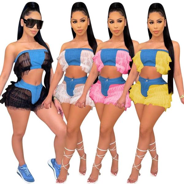 women's tracksuits chiclover summer clothes for women wholesale items high stretch imitation denim wrapped chest patchwork mesh two pie, Gray
women's tracksuits chiclover summer clothes for women wholesale items high stretch imitation denim wrapped chest patchwork mesh two pie, Gray