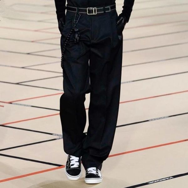 men's pants wide leg casual straight 2021 autumn medium waist loose pocket solid color, Black
men's pants wide leg casual straight 2021 autumn medium waist loose pocket solid color, Black