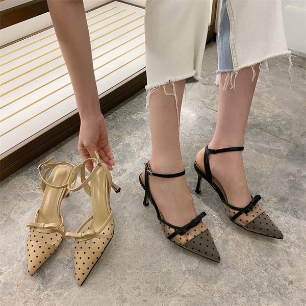 dress shoes women sandals pointed toe mesh polka dot stiletto high heel bow female, Black
dress shoes women sandals pointed toe mesh polka dot stiletto high heel bow female, Black