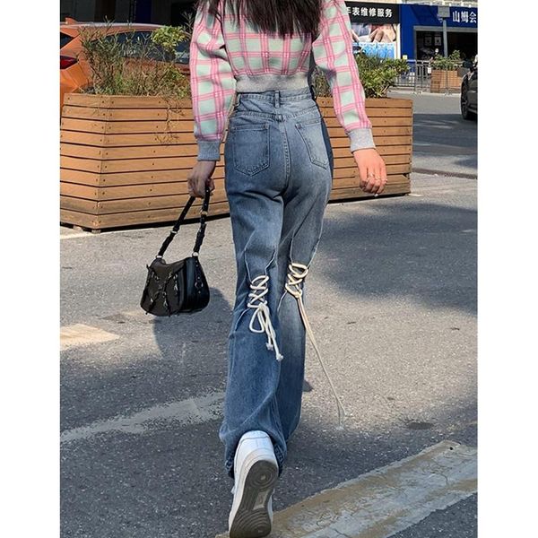women's jeans real s 2021 fashion design sense rope strap long female high waist slim straight micro flared, Blue
women's jeans real s 2021 fashion design sense rope strap long female high waist slim straight micro flared, Blue