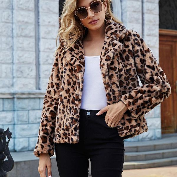 women's fur & faux leopard coats 2021 vintage women jacket casual plush artificial outwear lady elegant wool streetwear, Black
women's fur & faux leopard coats 2021 vintage women jacket casual plush artificial outwear lady elegant wool streetwear, Black