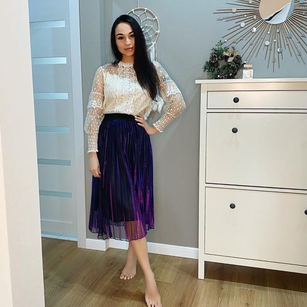 skirts 2021 spring high waist slim retro gradient color reflective mesh pleated skirt mid-length gauze women, Black
skirts 2021 spring high waist slim retro gradient color reflective mesh pleated skirt mid-length gauze women, Black