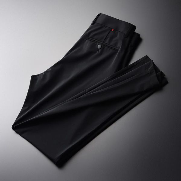 men's pants black silk casual summer fashion silky cool high count elastic straight
men's pants black silk casual summer fashion silky cool high count elastic straight