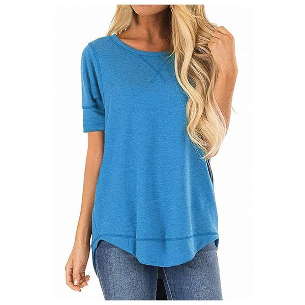 women's t-shirt casual loose round neck tunic tshirt women 2021 solid color elagant female short sleeve t-shirts long tee streetwear, White
women's t-shirt casual loose round neck tunic tshirt women 2021 solid color elagant female short sleeve t-shirts long tee streetwear, White