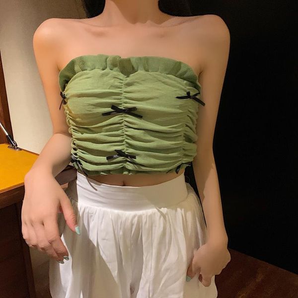 women's tanks & camis stretchy bowknot summer ruffles slash neck knitted cropped sleeveless t-shirts women tube strapless crop for gir, White
women's tanks & camis stretchy bowknot summer ruffles slash neck knitted cropped sleeveless t-shirts women tube strapless crop for gir, White