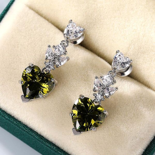 dangle & chandelier huitan unique olive-green heart drop earrings women cubic zirconia bridal wedding engagement accessories trendy jewelry, Silver
dangle & chandelier huitan unique olive-green heart drop earrings women cubic zirconia bridal wedding engagement accessories trendy jewelry, Silver