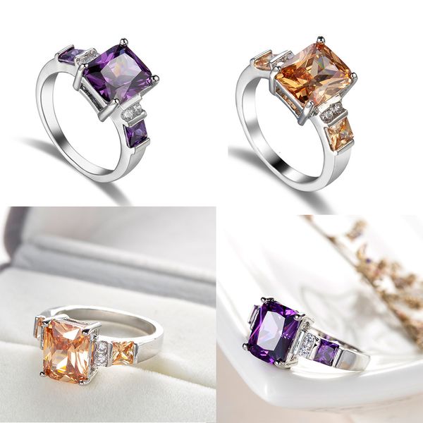 jewelry male and female lovers neutral square four claw champagne zircon ring, Slivery;golden
jewelry male and female lovers neutral square four claw champagne zircon ring, Slivery;golden