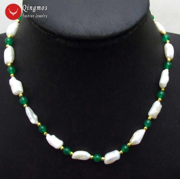 chokers qingmos natural white pearl necklace for women with 5*12mm baroque & green jades 17'' jewelry colar 6129, Golden;silver
chokers qingmos natural white pearl necklace for women with 5*12mm baroque & green jades 17'' jewelry colar 6129, Golden;silver