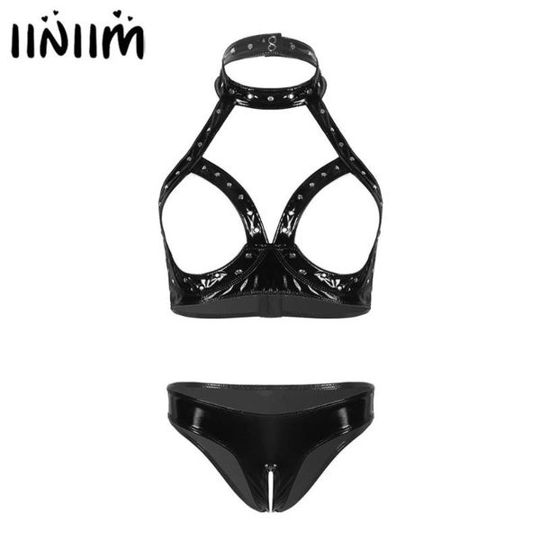 womens ladies wet look babydoll leather lingerie set for clubwear backless open cups bra with crotchless micro panties bras sets, Red;black
womens ladies wet look babydoll leather lingerie set for clubwear backless open cups bra with crotchless micro panties bras sets, Red;black