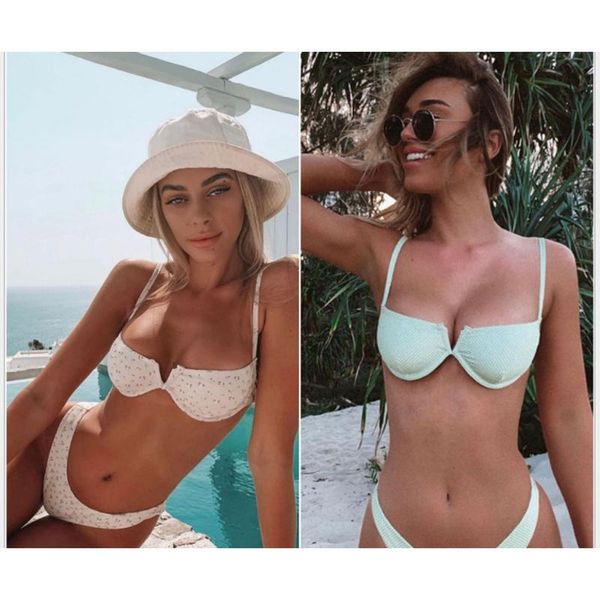 women's swimwear summer swimsuit retro polka dot printing strip steel support with chest pad small gather type split bikini, White;black
women's swimwear summer swimsuit retro polka dot printing strip steel support with chest pad small gather type split bikini, White;black