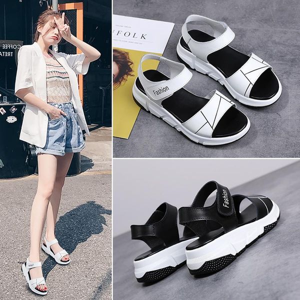casual sandals women fashion with thick bottom comfortable and versatile student shoes, Black
casual sandals women fashion with thick bottom comfortable and versatile student shoes, Black