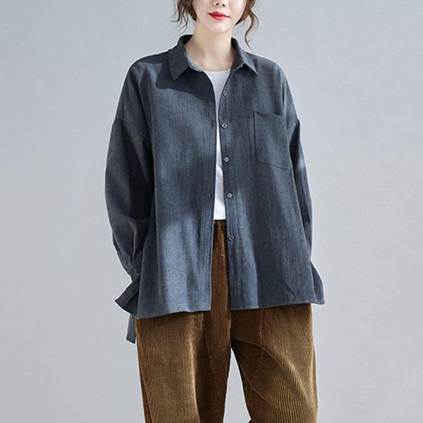 women's blouses & shirts spring autumn arts style women long sleeve loose single pocket cotton casual turn-down collar blouse femme v2, White
women's blouses & shirts spring autumn arts style women long sleeve loose single pocket cotton casual turn-down collar blouse femme v2, White