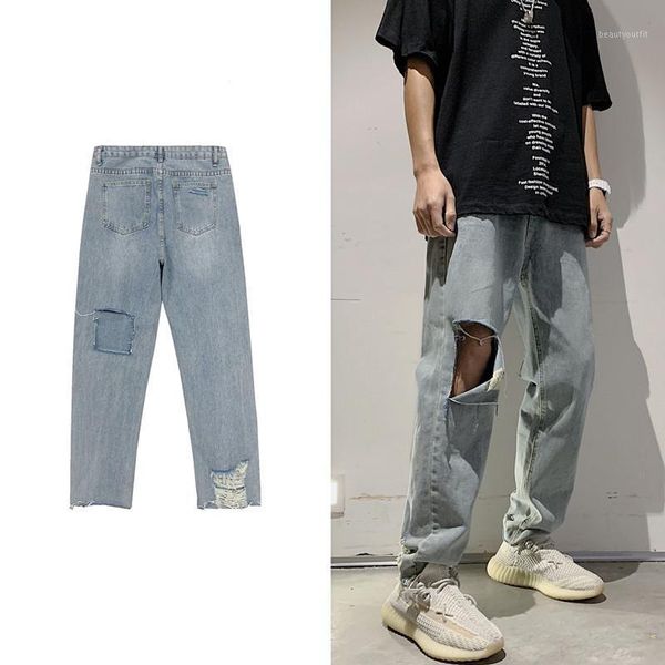 men's jeans 2021 men hip-hop style stretch destroyed ripped design fashion ankle zipper loose for haroun pants, Blue
men's jeans 2021 men hip-hop style stretch destroyed ripped design fashion ankle zipper loose for haroun pants, Blue